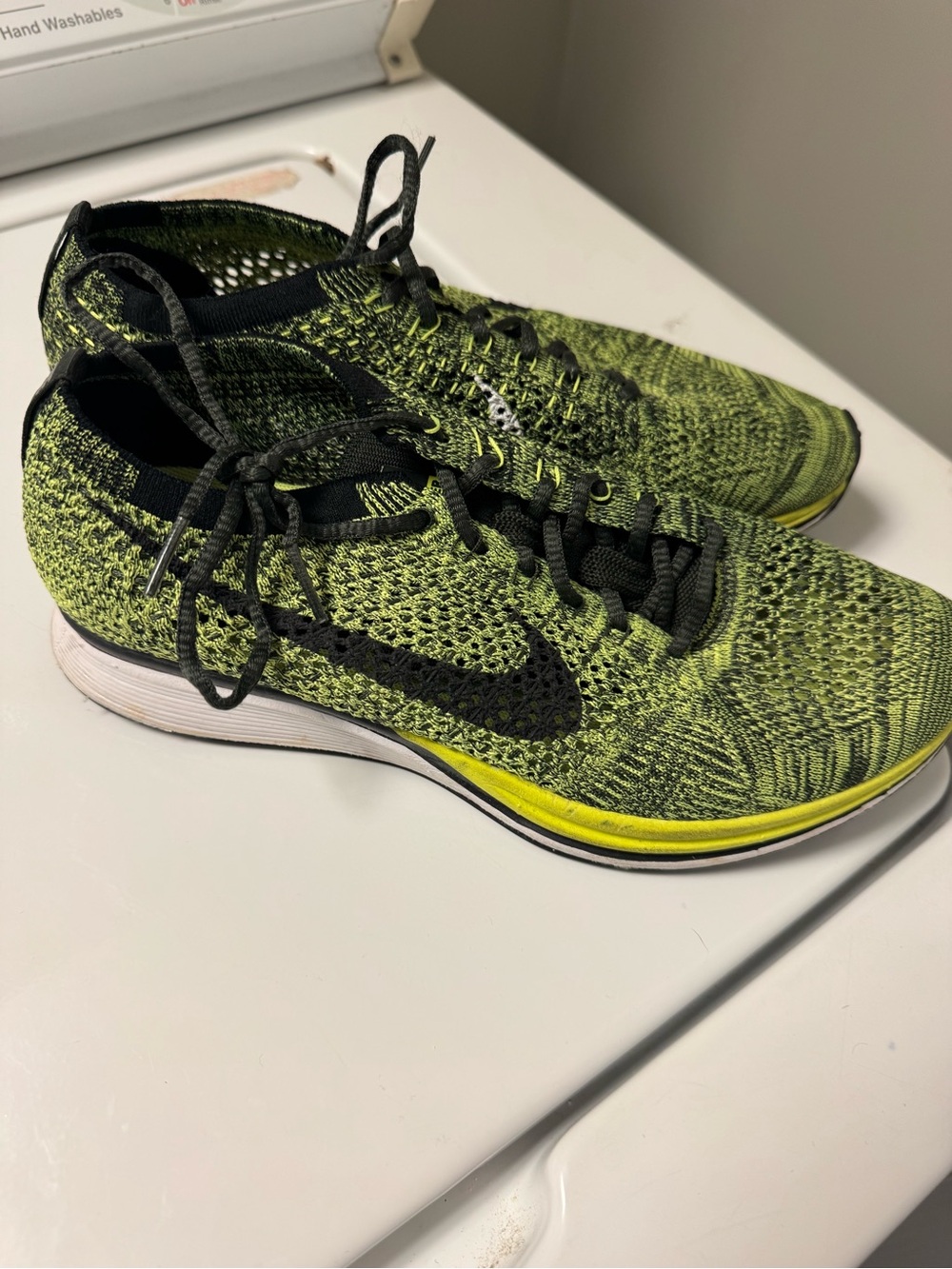 Nike Flyknit Racer Neon Green and Black Running Shoes